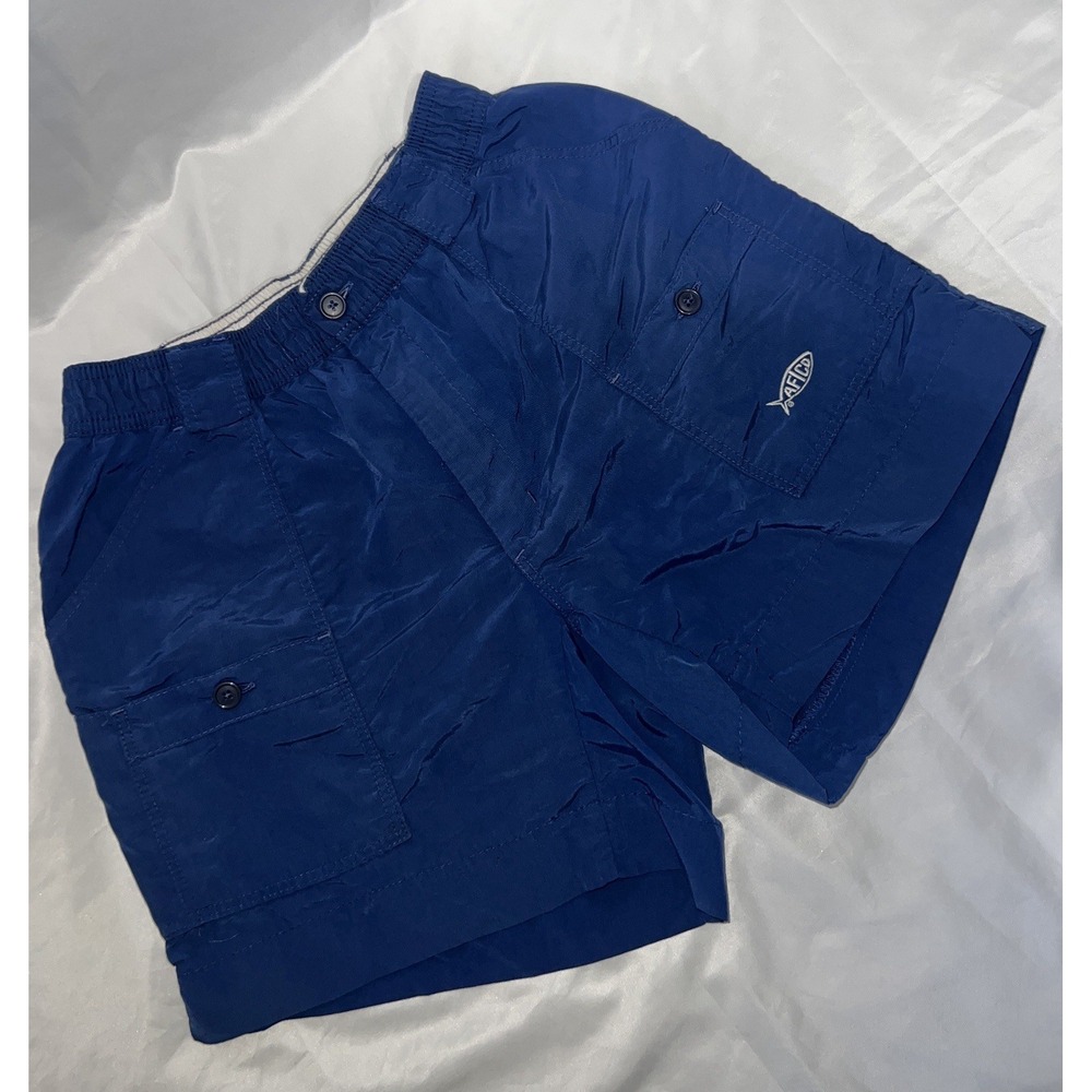 AFTCO Shorts Mens 30 Royal Blue Cargo Fishing Nylon